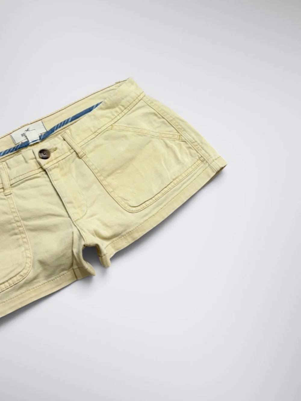 Early 2000s Hollister Pastel Yellow Low Rise Micro Mini Shorts